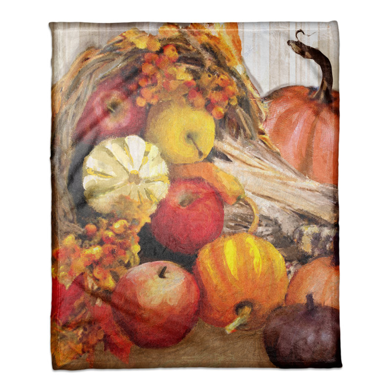Fall Cornucopia Hand Woven Throw Blanket