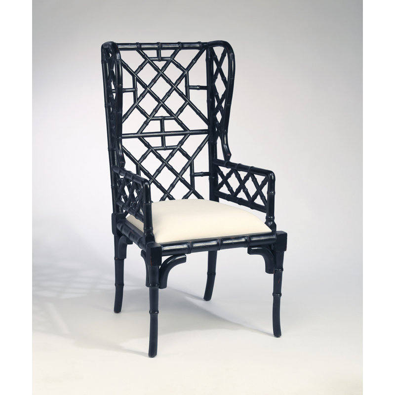 Hallam Chinese Chippendale Wingback Chair, Black