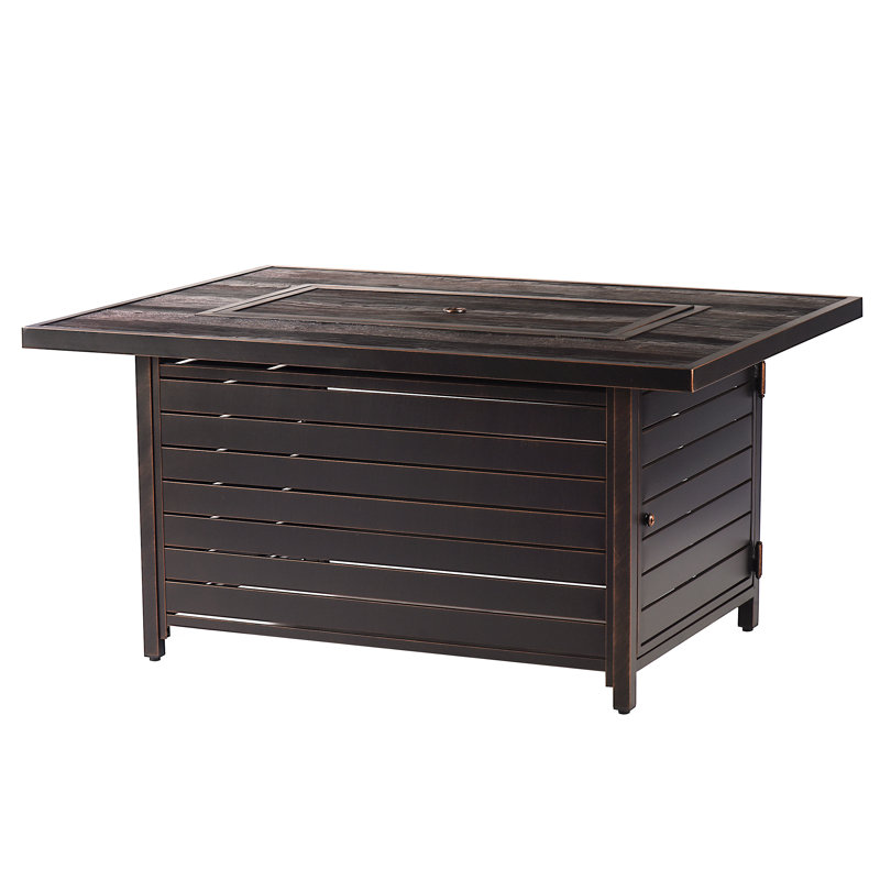 Topanga Rectangle Powder Coated Aluminum Propane Smokeless Fire Pit Table with Hidden Fuel Tank, Black