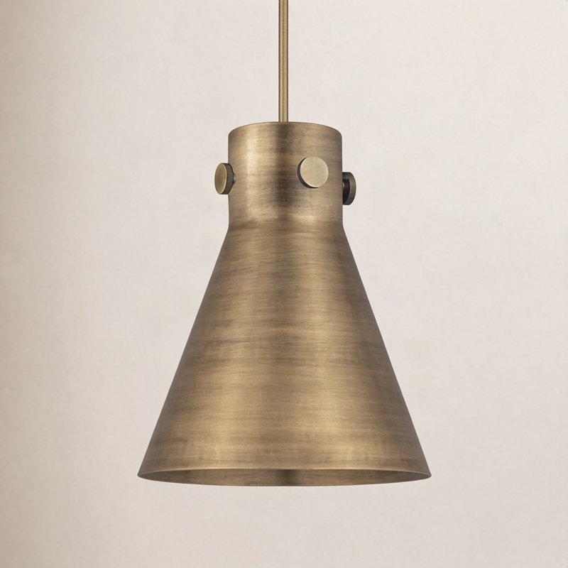Luminaire suspendu à cordon en métal 1 lumière 10 po Coterie Newton, Laiton brossé, H 9,88 po x l 8 po x P 8 po