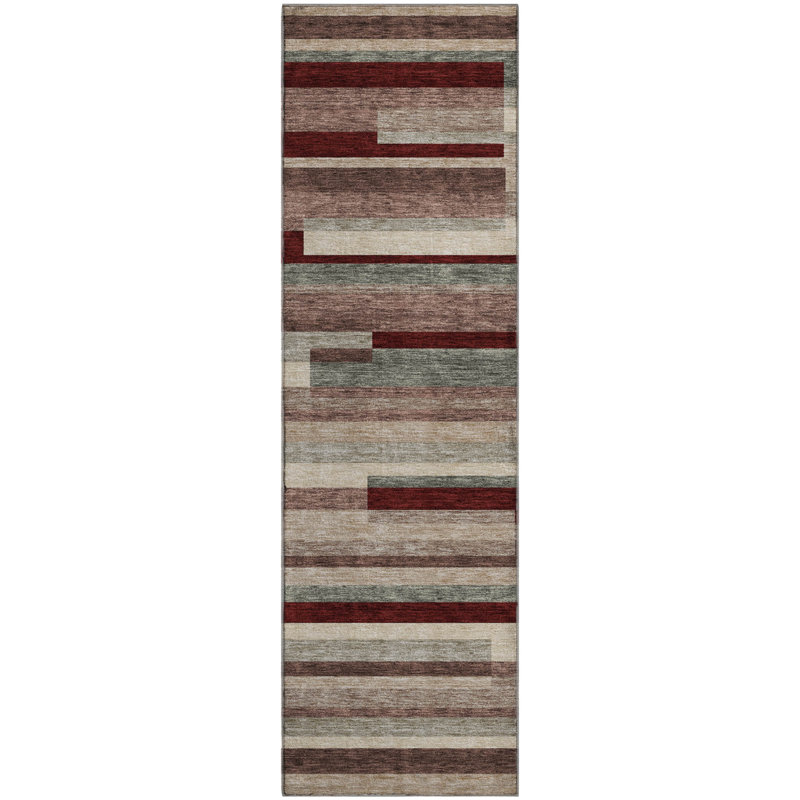 Premium Machine Washable Prisco Merlot Rug, Runner 2'3" x 7'6"