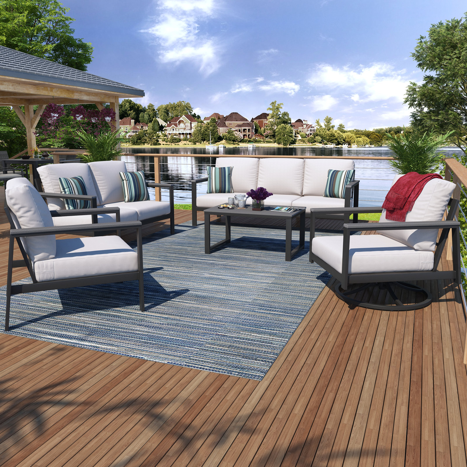 Townsend 7-Person Sunbrella® Patio Seating Group, Sunbrella Canvas Natural
