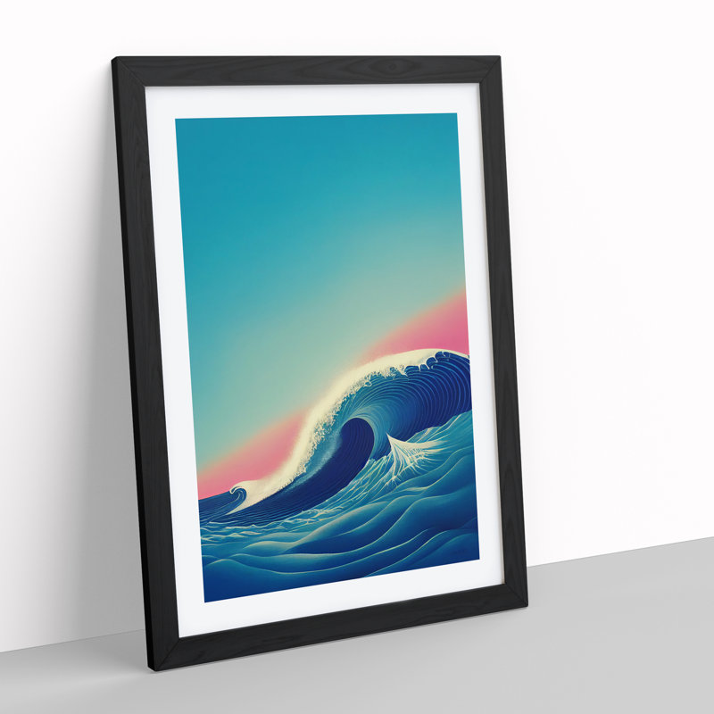 XV1022-3052X Ocean Wave At Sunset No.4 - Single Picture Frame Print, 64cm H x 46cm W, Black