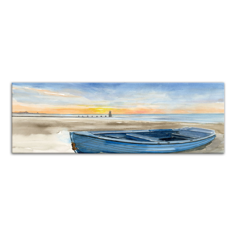 Bateau de plage sur toile, H 12 po x l 36 po x P 1,25 po