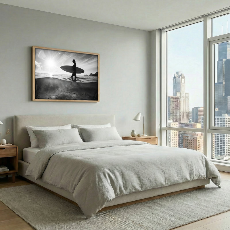 Ensemble de 1 toile murale Sunset Surfer, 18"H x 24"W, Natural
