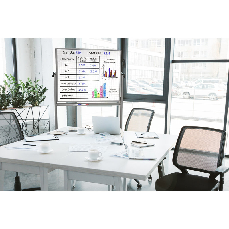 Tableau blanc magnétique autoportant, 65,5 po x 51,5 po