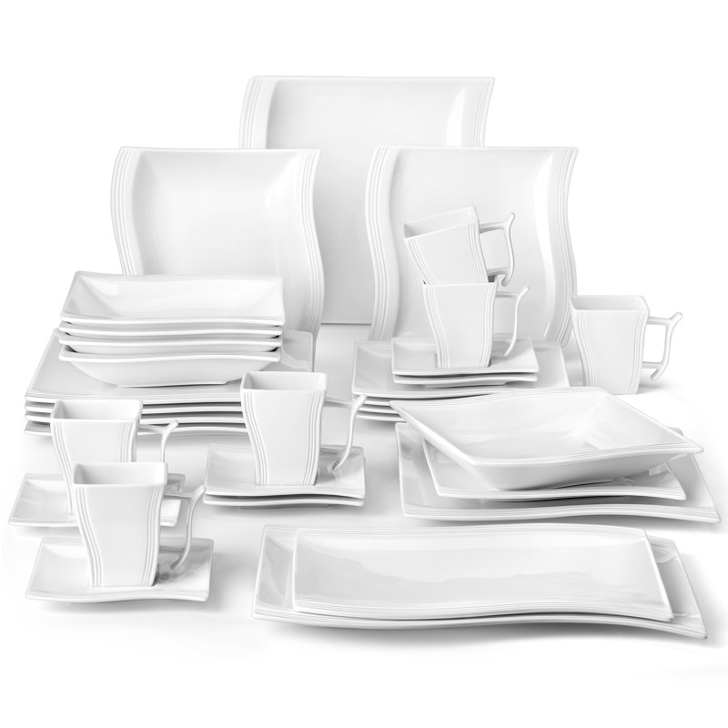 32 Piece Porcelain China Dinnerware Set, Service for 6 