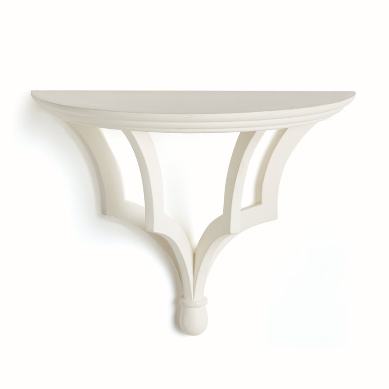 Gianinna Half-circle Mango Bracket Shelf, White, 10.75" H x 13.75" W x 7" D
