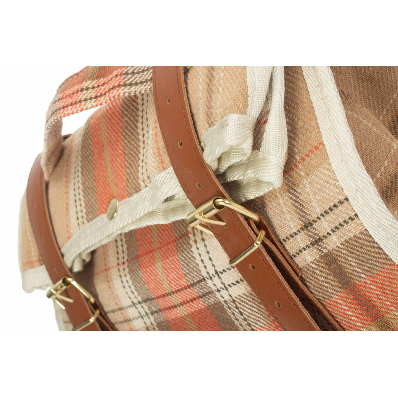 Autumn Tartan Effect Picnic Cooler Pouch Bag, Red/Brown