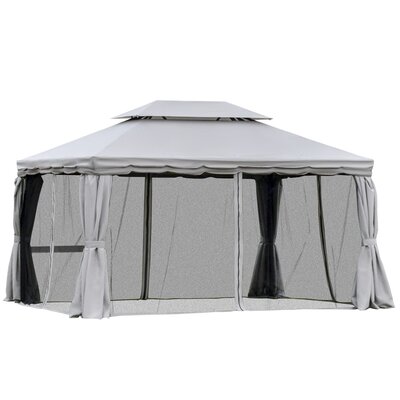 10' x 13' Patio Gazebo, Outdoor Gazebo Canopy Shelter with Netting and Curtains, Aluminum Frame for Garden, Lawn, Backyard and Deck -  Outsunny, 84C-101