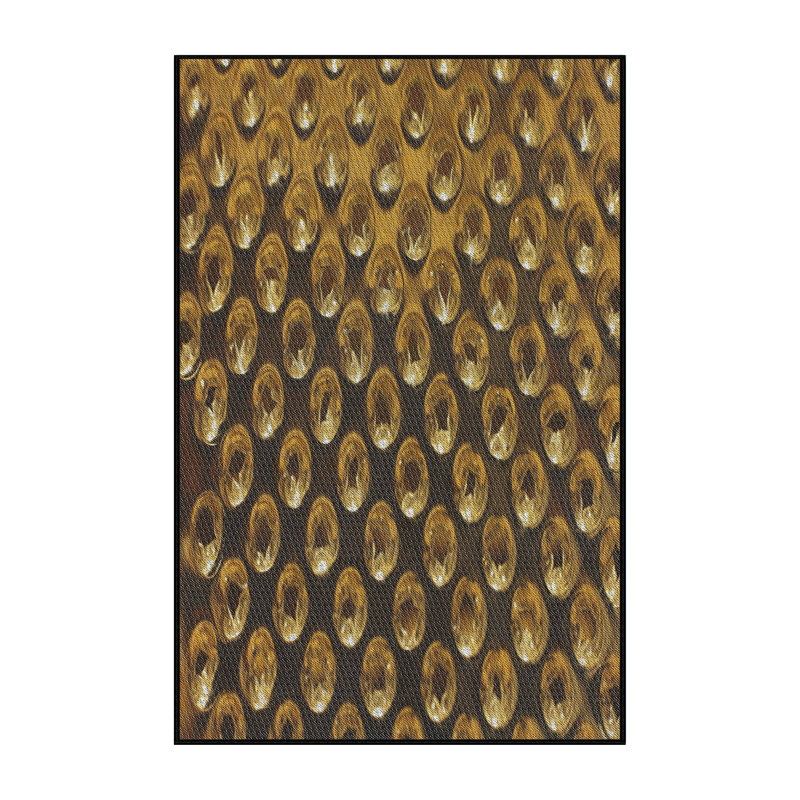 Tapis doré/jaune tissé à la machine, Rectangle 3 pi x 5 pi