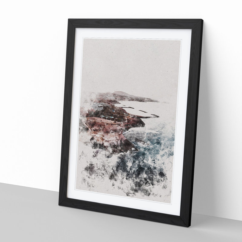 Skyline of Tenerife in Spain 1 Piece Single Picture Frame Wall Art, 36cm H x 27cm W x 2cm D, Black Framed