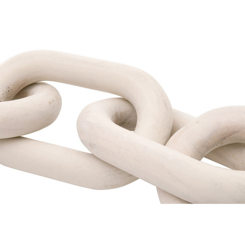 Guthki Kai Reclaimed Wood Chain Links Sculpture, Washed White