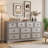  Ensemble de commode 3 pièces - commode 10 tiroirs et deux tables de chevet 2 tiroirs avec station de charge, gris délavé