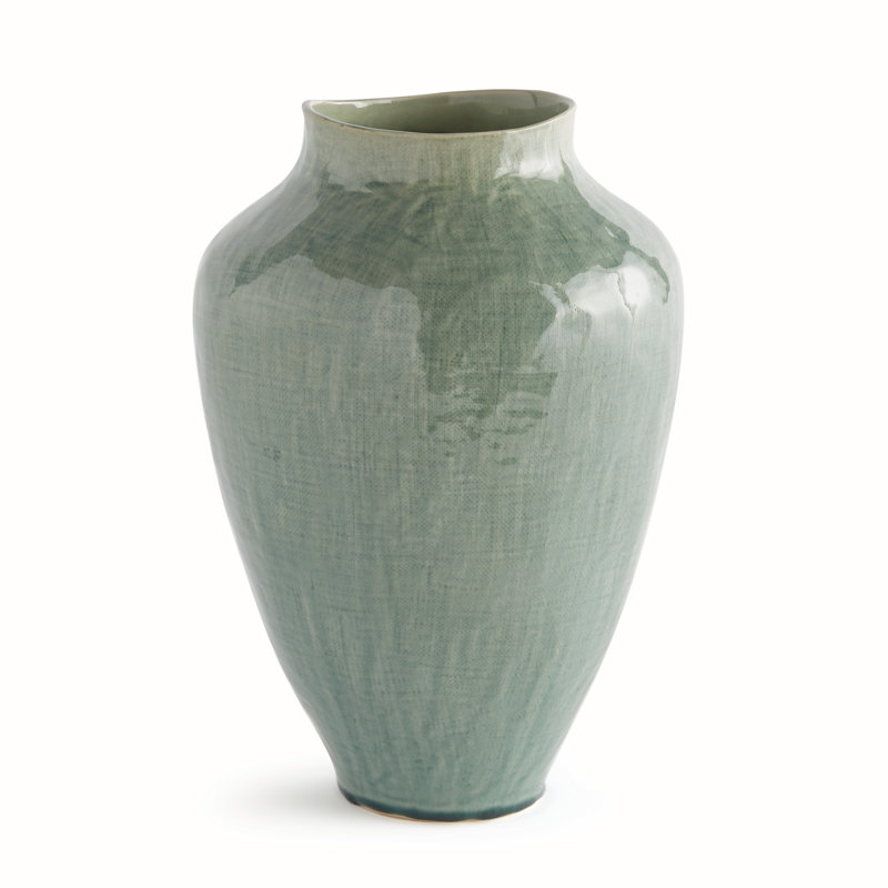 Handmade Ceramic Table Vase, Blue, 15.25" H x 10.25" W x 10.25" D