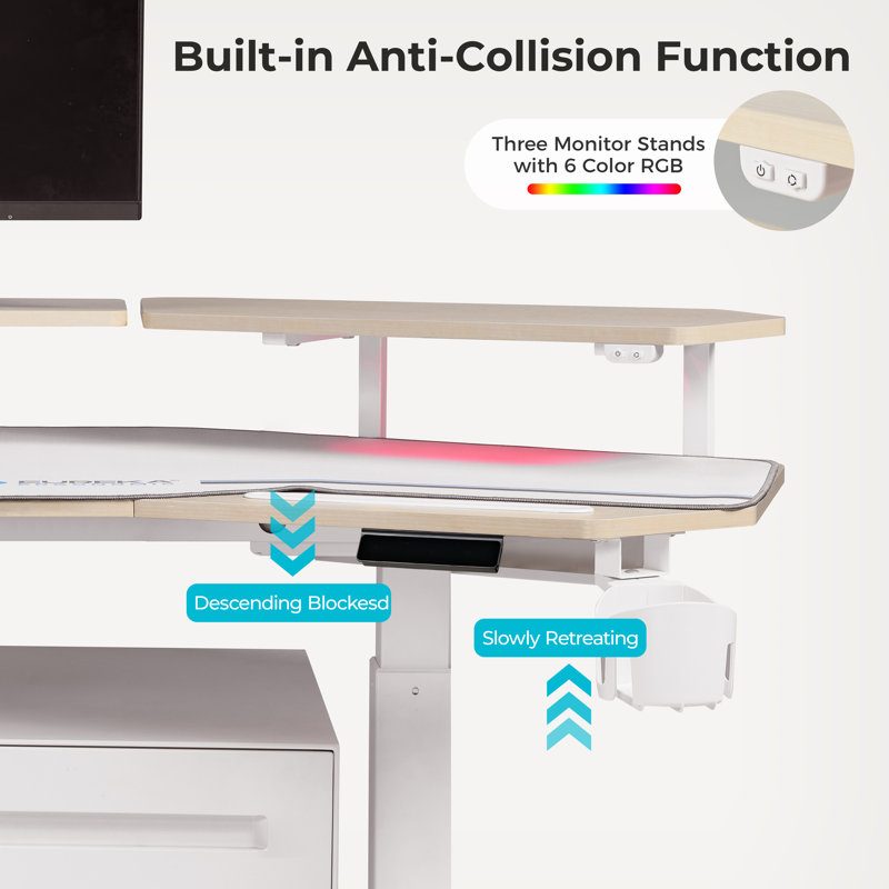 63"Modern Wing-Shaped Standing Desk, White