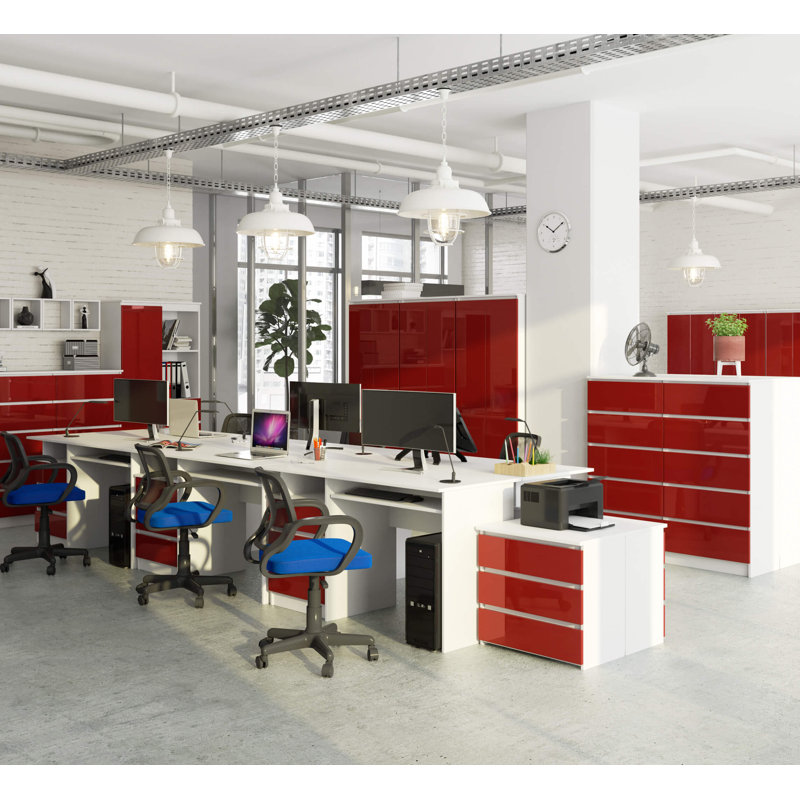 Geovana Eldren Computer Desk, Red