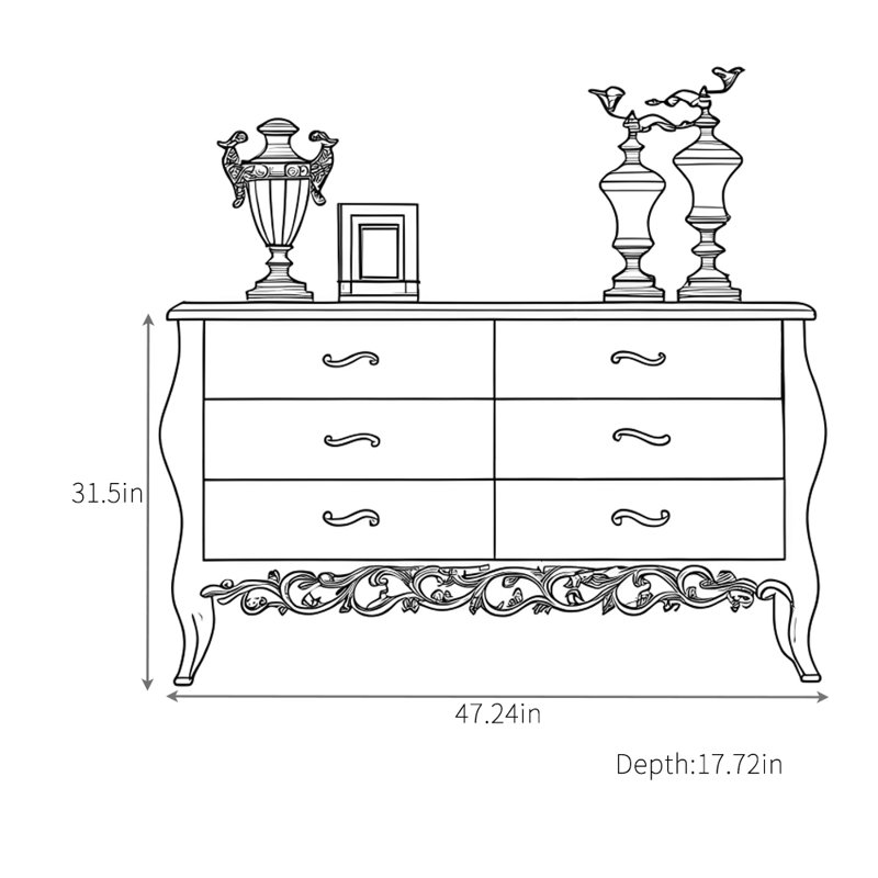 Buffet Modern, H 31,5 po x l 47,24 po x P 17,72 po, Blanc