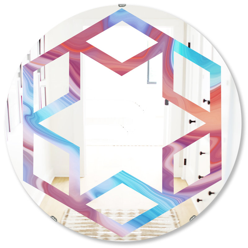 Miroir mural abstrait sans cadre abstrait hexagonal, 31,5 po x 31,5 po