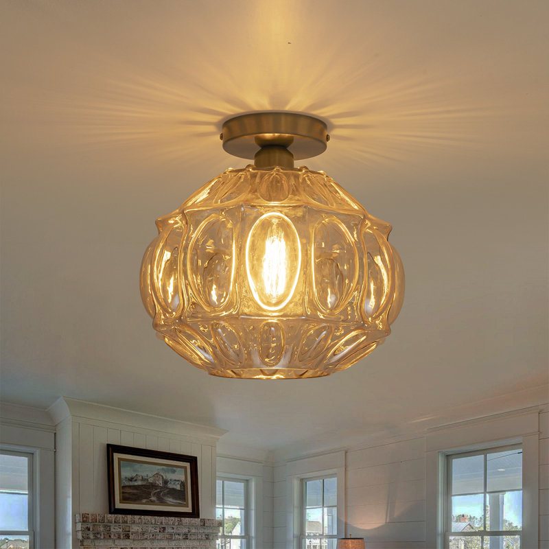 Amber Glass Semi Flush Mount