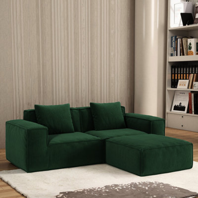 3 - Seat Modular Bed In Corduroy Cloud Velvet, Foam, Easy To Move, No Assembly, Great For Guest Rooms Convertible , Velvet Fabric, Sponge Support, Deep Seat, Raised , Suitable Long Term Use