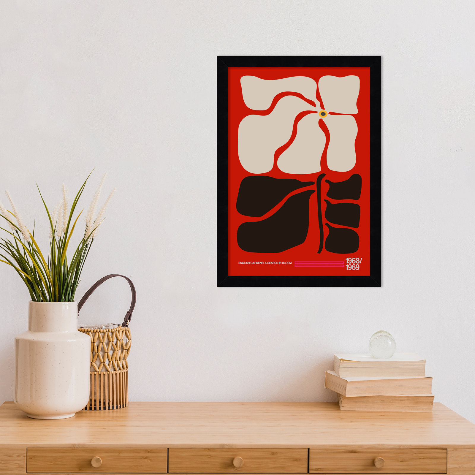 English Gardens Red by Frances Collett, 17" H x 12" W x 1" D, Black