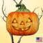 Ornement en bois de forme suspendue halloween citrouille