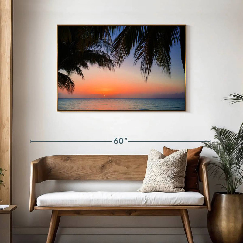 Coucher de soleil Cayo Coco Lilie, Cadre flottant doré, 43 po x 29 po