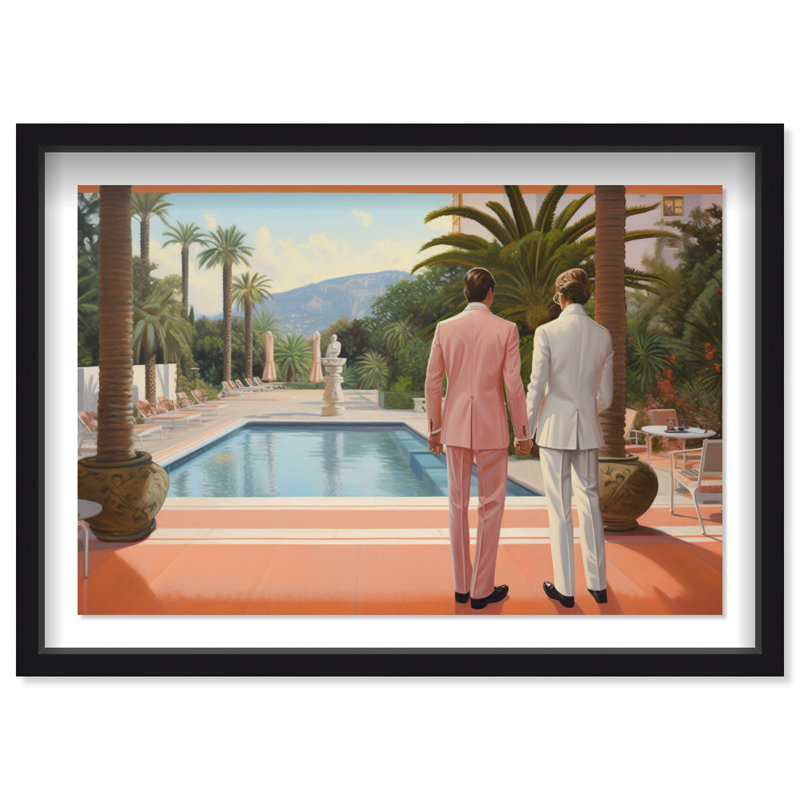 Poolside Romance Duo Shadowbox by Oliver Gal, Black, 17.5" H x 25.5" W