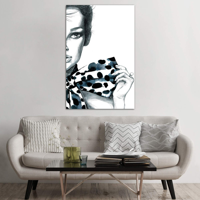Polka Dots Girl by Rongrong DeVoe - Wrapped Canvas Print, 101.6 cm H x 66.04 cm W x 1.91 cm D