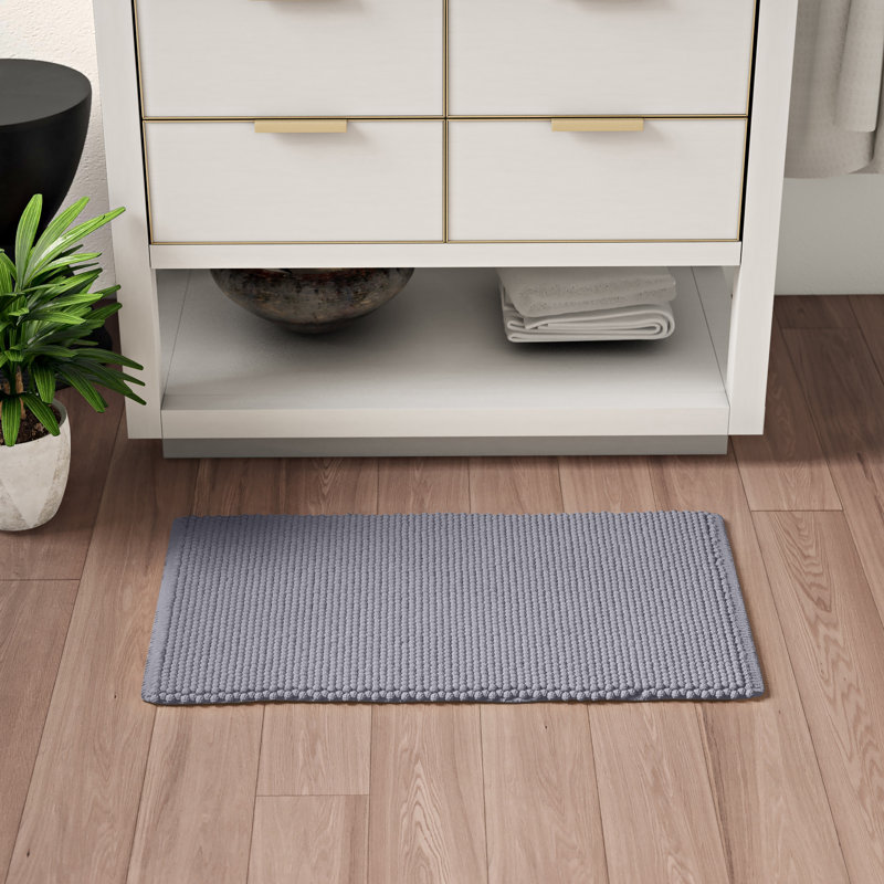 Tapis pour salle de bain 100% coton antidérapant Anicette, Argent