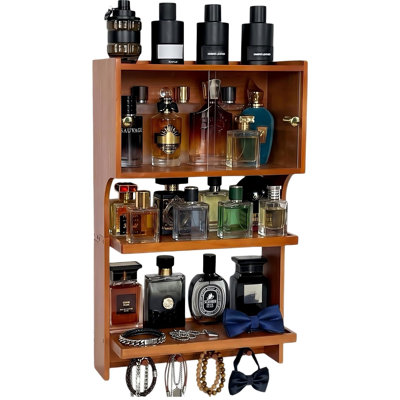 Wooden Cologne Wall-Mount Shelf,Dustproof Cabinet, Solid Wood