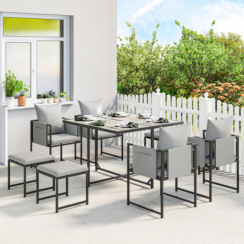 8 - Person Patio Dining Set with Square Table