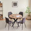 50cm Linen Fabric Upholstered Dining Chair, Vertical Stitched Kitchen Chair with Black Metal Legs-1615674058