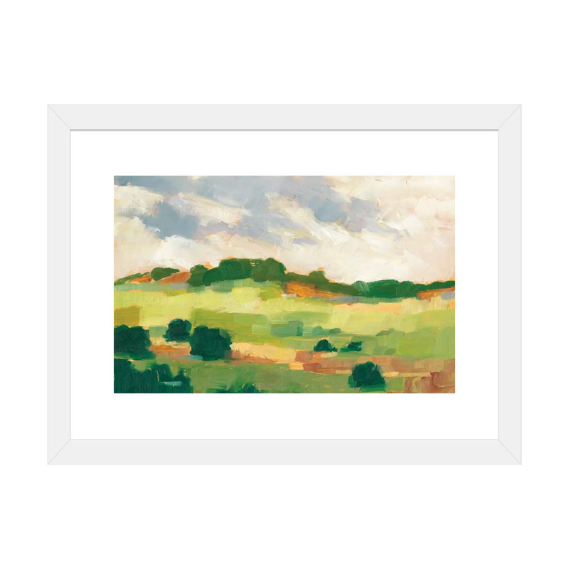 «Scattered Trees II» par Ethan Harper - reproduction d'art, H 24 po x l 32 po x P 1 po, Papier encadré blanc, Blanc
