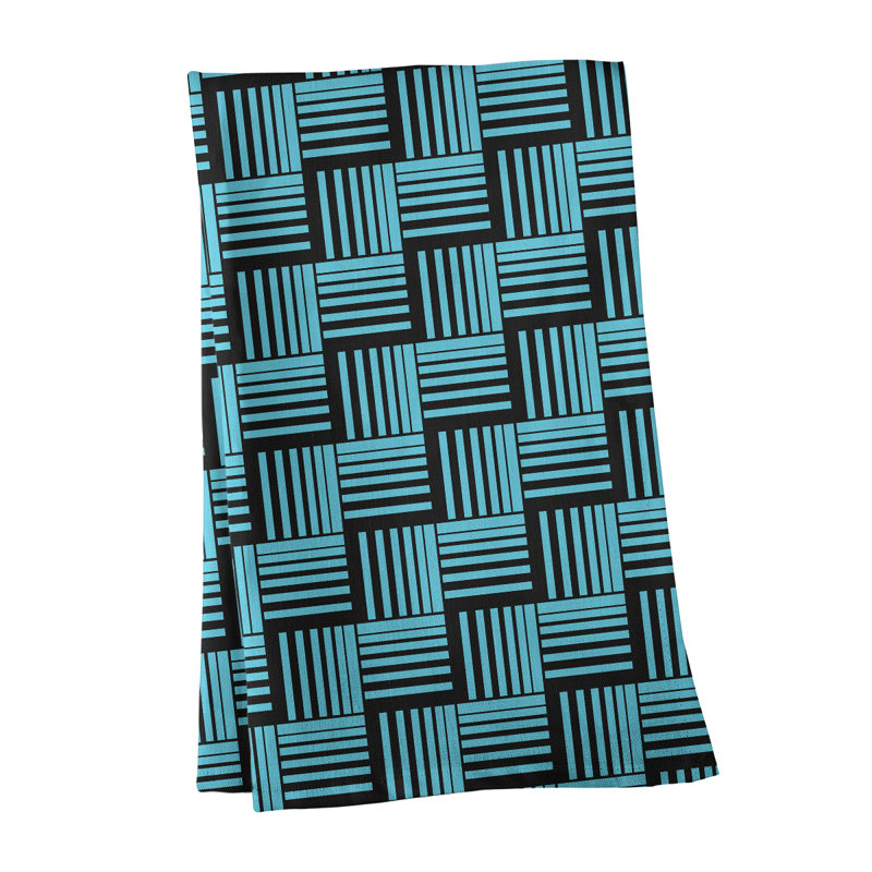 Jaya Tea Towel Kitchen Towel, Aqua/Black, Cotton Twill