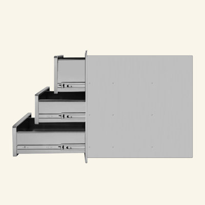 Tiroirs de cuisine d'extérieur en acier inoxydable, triple tiroir encastré, l 18 po x H 23 po x P 23 po avec poignée en acier inoxydable, tiroirs de barbecue pour les cuisines extérieures ou îlot de barbecue