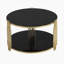 Table basse moderne à miroir noir, base cylindrique asymétrique en métal