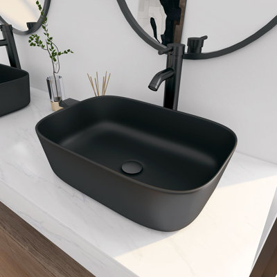  Lavabo de salle de bain vasque rectangulaire en porcelaine vitrifiée L 18 po x l 13 po Salerno