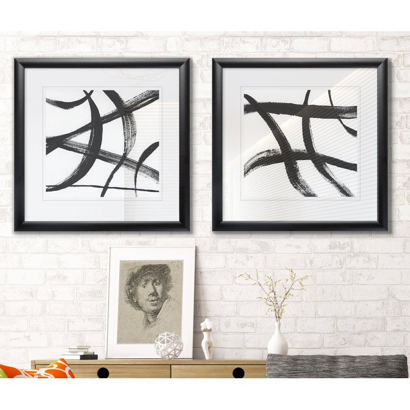 « gestural marks i », ensemble de 2 reproductions de peintures encadrées