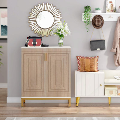 5-Tier Adjustable Shoe Cabinet with Gold Accents
