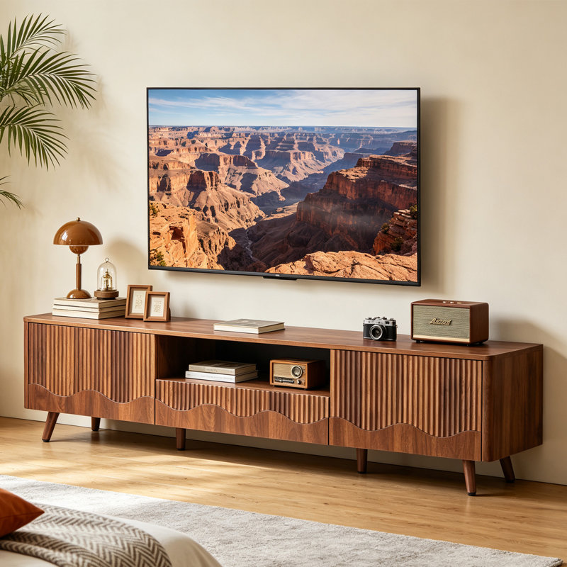 Meuble télé de 70 po avec rangement, 70" W, Brun