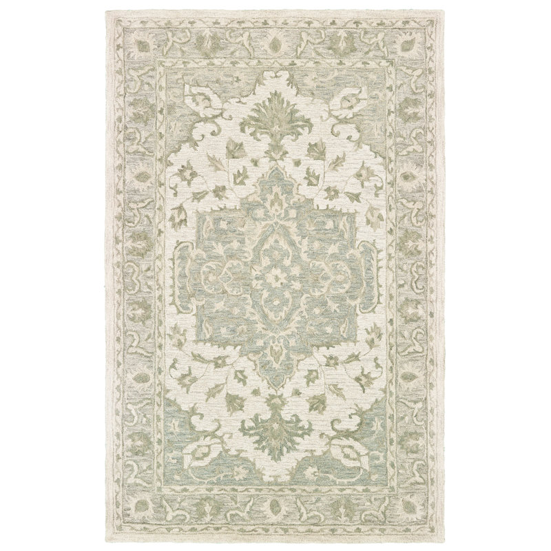 Tapis en laine naturel fait à la main Alosio, Rectangle 7 pi 9 po x 9 pi 9 po