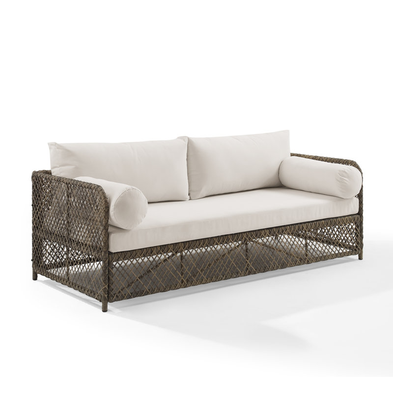 75.75'' Wide Straight Metal Patio Sofa with Cushions