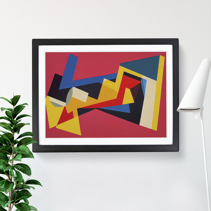 XH1022-8690X Suprematism Modern Art Vol.1 Abstract 1 Piece Single Picture Frame Painting, 25cm H x 34cm W x 2cm D, Black