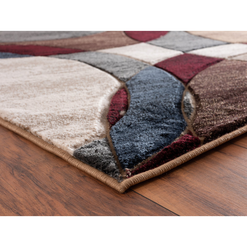 Tapis gris / beige à motif abstrait Adonia, Rectangle 3 pi 9 po x 5 pi 9 po