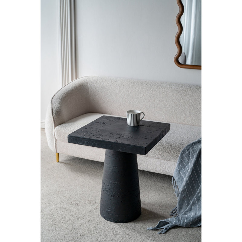Square Side Table With Pedestal Base