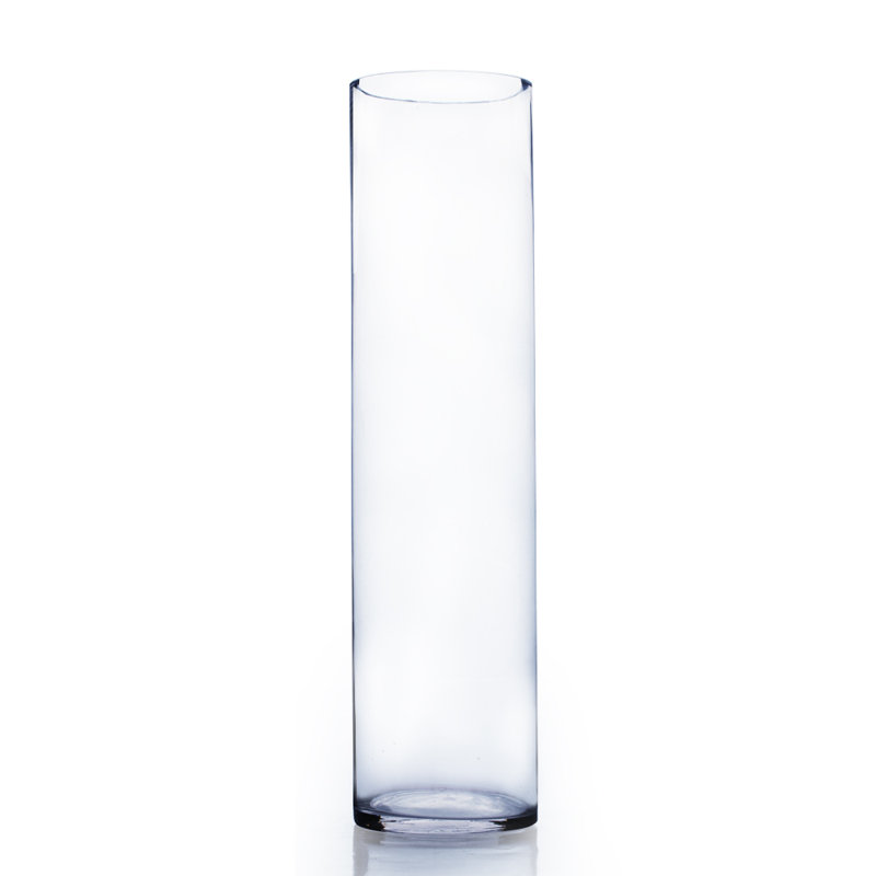 Vase en verre cylindrique, H 20 po x l 5 po x p 5 po