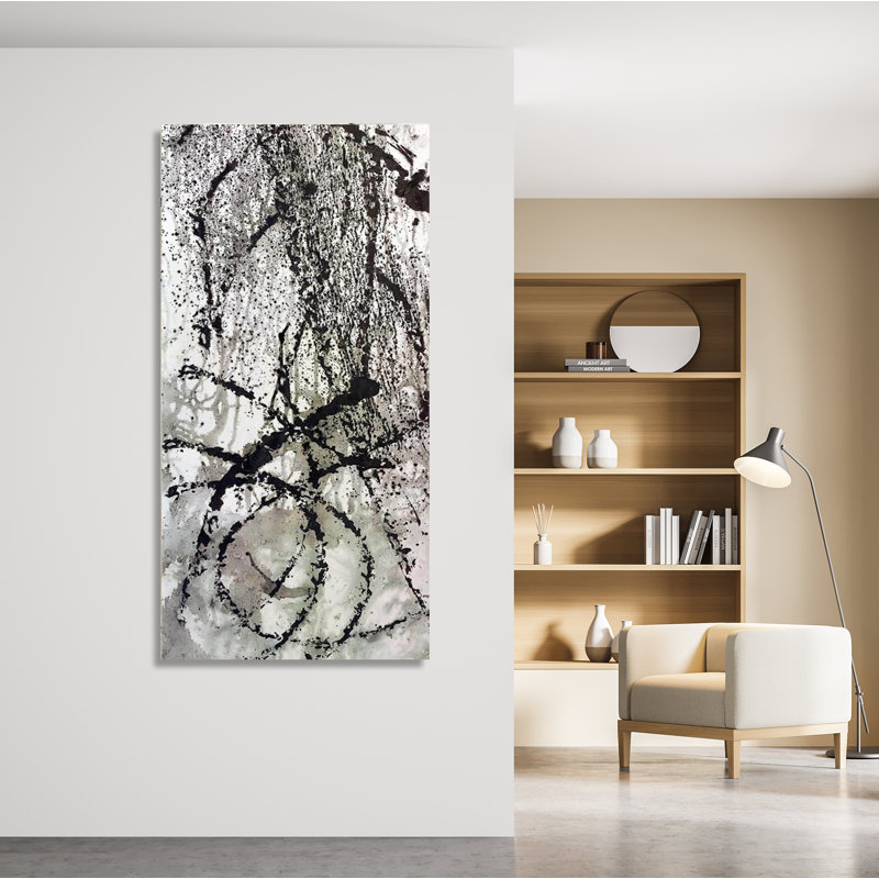 «Ink Wax Paint III» par John Beard - reproduction d'art sur toile, H 40 po x l 20 po x P 1,75 po, Toile encadrée noire