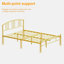 Structure de grand lit plateforme en métal avec tête de lit incurvée, support de lattes en acier, aucun sommier tapissier requis, lit moderne Glam -245176689